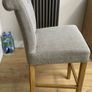 Grey upholstered Bar Stools with Oak Legs (x3) Image 4