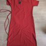 GUESS Red Bodycon Midi Dress Rhinestone Logo Side Tie Detail Size M cotton Image 4