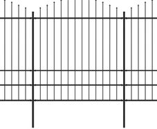Garden Fence with Spear Top Steel (1.75-2)x17 m Black