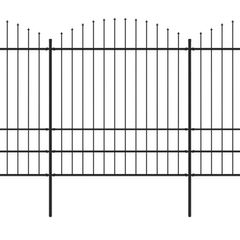 Garden Fence with Spear Top Steel (1.75-2)x17 m Black