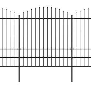 Garden Fence with Spear Top Steel (1.75-2)x17 m Black