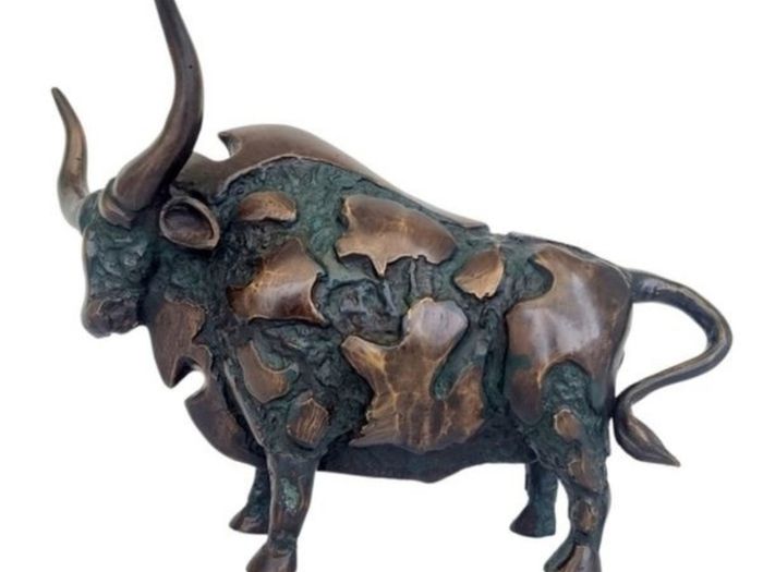 Large Abstract Bull (35cm)  - Patinated Bronze