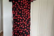 Brand new  new look black midi dress with red flower print