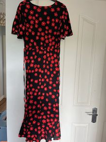 Brand new  new look black midi dress with red flower print