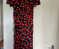 Brand new  new look black midi dress with red flower print