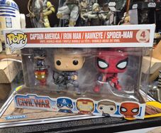 Funko Pocket Pop 4 Pack Hawkeye / Spider-Man + Key rings  MARVEL Civil War.