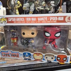 Funko Pocket Pop 4 Pack Hawkeye / Spider-Man + Key rings  MARVEL Civil War.