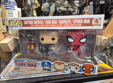 Funko Pocket Pop 4 Pack Hawkeye / Spider-Man + Key rings  MARVEL Civil War.