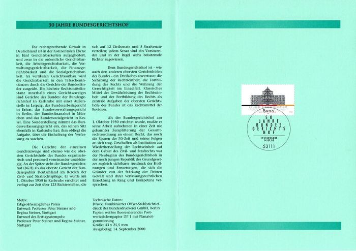 1999 Bundes Republic Deutschland (Germany) Federal Annual Stamp EFT Collection with 51 images of contents