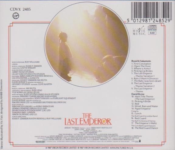 RYUICHI SAKAMOTO-David Byrne-Cong Su  |  The Last Emperor    [Original Motion Picture Soundtrack]