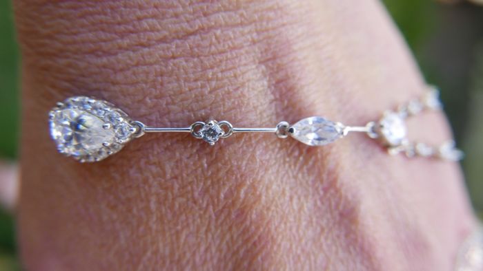 Vintage Sterling Silver 925 Multiple Cubic Zirconia Gems Necklace 5,6g length -18"