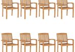 Stacking Garden Chairs 8 pcs Solid Teak Wood