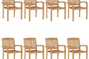 Stacking Garden Chairs 8 pcs Solid Teak Wood