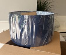 Large Lamp Shade - Blue Suede Fabric Brand New