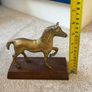 Vintage Brass Horse on a Wooden Base Image 7