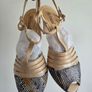 Beige Snakeskin Peep Toe Heels Size 40 EU Image 4