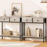 Narrow Console Table with 2 Drawers, Hallway Table with Storage, Sofe Table, Small Side Table for Small Spaces, Living Room, Entryway, Kitchen, Greige and Black Image 2