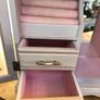 Wood and Glass Large Jewellery Box Pink White Image 7