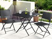 Polyrattan Balcony Furniture 3-Piece Folding Space Saving 2 People Weatherproof Balcony Patio Bistro Garden Furniture Dining Set