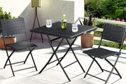 Polyrattan Balcony Furniture 3-Piece Folding Space Saving 2 People Weatherproof Balcony Patio Bistro Garden Furniture Dining Set