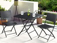 main image for ad Polyrattan Balcony Furniture 3-Piece Folding Space Saving 2 People Weatherproof Balcony Patio Bistro Garden Furniture Dining Set