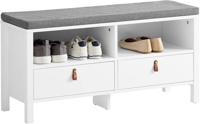 Shoe Bench White with 2 drawers
