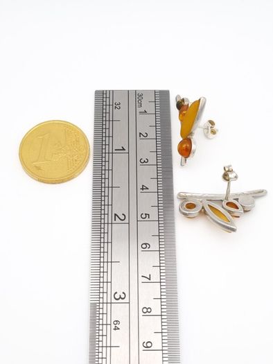 Natural Baltic Amber On Sterling Silver Stud Earrings