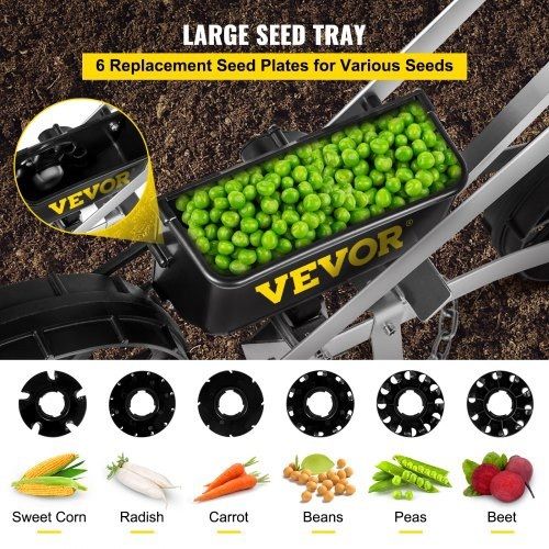 Garden Seeder, Metal Precision Garden Push Seeder With 6 Seed Plates, Walk-Behind Row Crop Planter, Manual Garden Lawn Spreader for Sowing Seeds, Backyard Agriculture for Various Seeds (FREE SHIPPING)