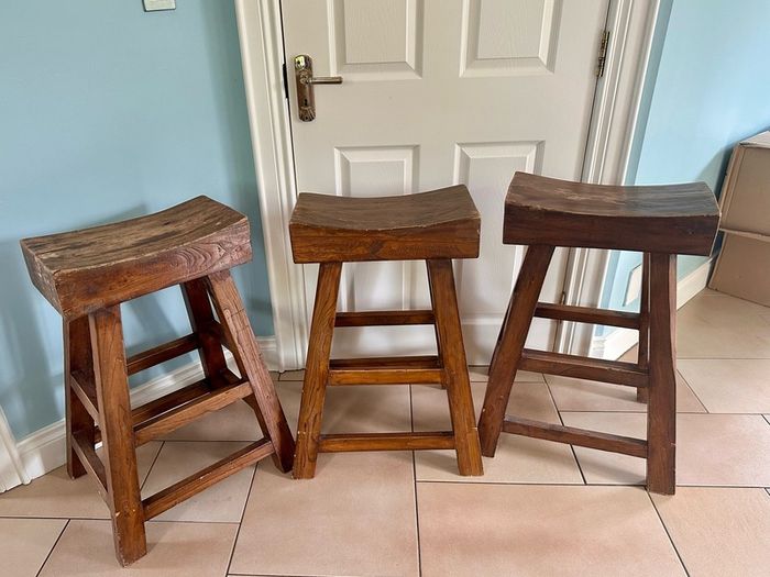 3 wooden Chinese stools
