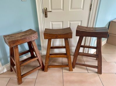 3 wooden Chinese stools