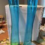 Pair of mid century blue glass vases, Art Glass Soda Bubbles Glass Vase Turquoise Drunken Glass Vase, bubbles trapped in the glass Image 7