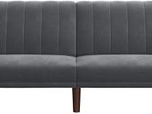 Sofa bed, sofa bed, sofa bed, cover made of velvet, legs made of solid wood, 195 x 88 x 78 cm, foldable, fold-out sofa, for dormitories, small rooms, gray