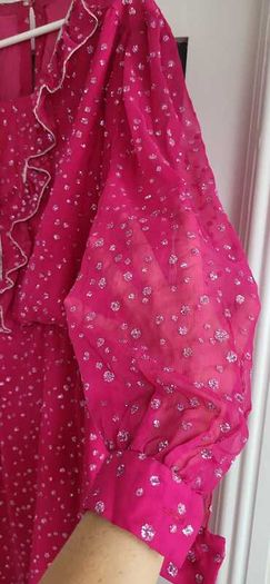 Vintage Hot Pink with Gold metallic Floral Dots Sz 12 UK