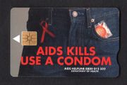 2001 South Africa R20+R2 Department of Health "Aids Kills Use a Condom" with red ribbon (Solaic - SO3 (Module 44)) Phonecard