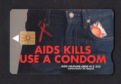 2001 South Africa R20+R2 Department of Health "Aids Kills Use a Condom" with red ribbon (Solaic - SO3 (Module 44)) Phonecard