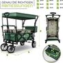 folding handcart with roof, handcart with 3-point belt system, foldable garden trolley, transport trolley with solid rubber tyres, brake and carry bag, green Image 2