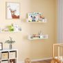 Nursery Book Shelves, 16.5 Inch Floating Book Shelves for Wall Set of 3, Baby Nursery Decor, Solid Wood Wall Mounted Shelves for Children's Room, Bedroom,Bathroom,Kitchen,and More (Natural White) Image 4