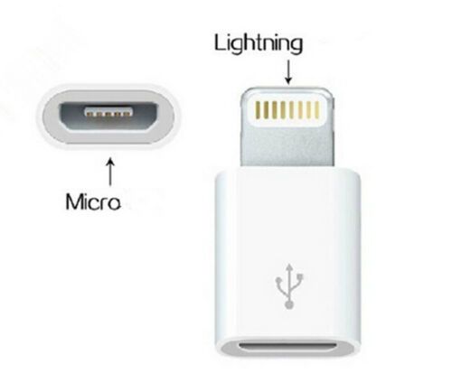 2 X Micro USB (Female) to Apple Lighting 8 Pin (Male) Charger/Data Sync Adapter/Convertor (Black&White) (Brand New/Warranty)