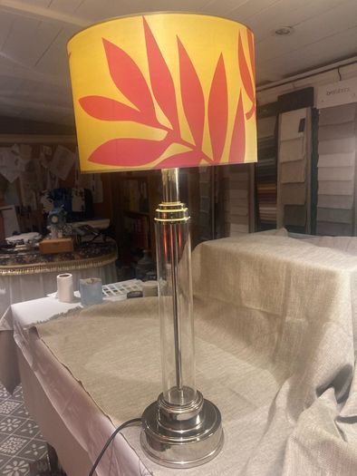 Contemporary glass lamp with shade