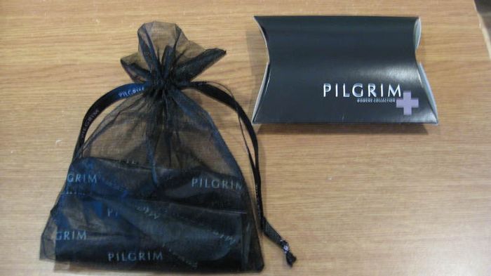 Gift set:Pilgrim Gold plated necklace and earring set with plum/lilac precious stone design pendants