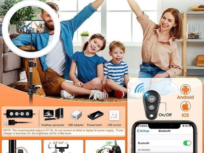 12.6'' Selfie Ring Light with Tripod Stand & Phone Holder Tall 188cm/74'', GerTong LED Circle Ringlight with 40 RGB Mode 13 Brightness for Makeup YouTube Tiktok, Wireless Remote for iPhone Android (FREE POSTAGE)