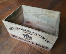 Vintage 1984 Delaforce Port Wooden Wine Crate, Dublin Stamped 1989