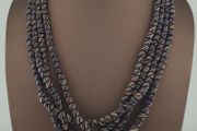 Vintage African MultiColor Stripe Black 7.4mm - 7.6mm Glass Beads Strand