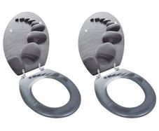 Toilet Seats with Lids 2 pcs MDF Stones