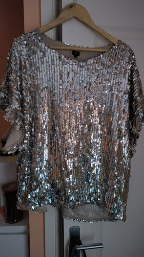 New River Island Women jacket sequins, silver colour, size L