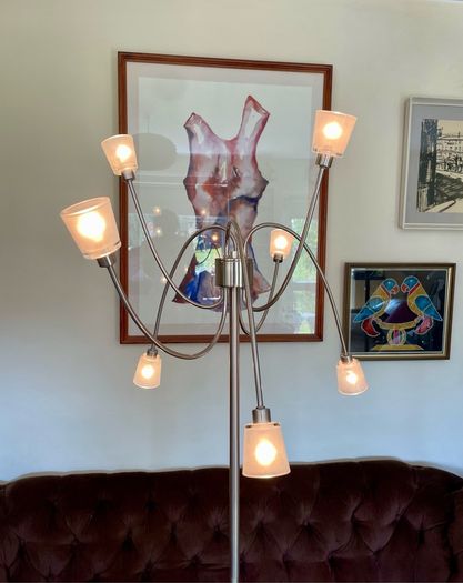 Rare IKEA Kryssbo Medusa Tentacle Jellyfish Stainless Floor Dimmer Accent Lamp