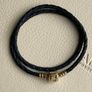 Pandora Black Double Leather Bracelet with 14 ct (585) Gold Clasp Image 8