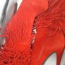 BNIB red boohoo fringe high boots Image 3