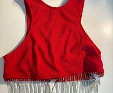 red crop top diamante