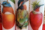 3 for 20e !!! Decorative brand new summer candle gift set artichoke strawberry peach birds